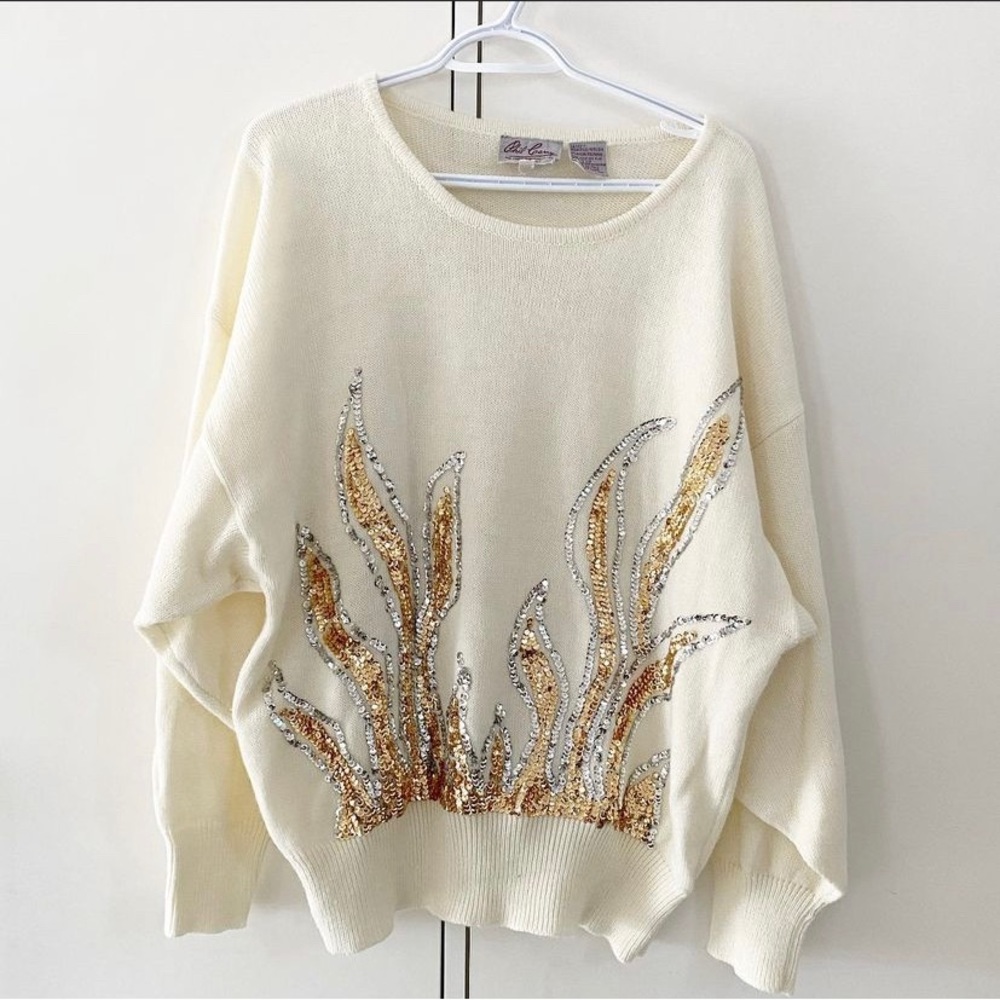 Vintage Phil Carry sequin flame sweater